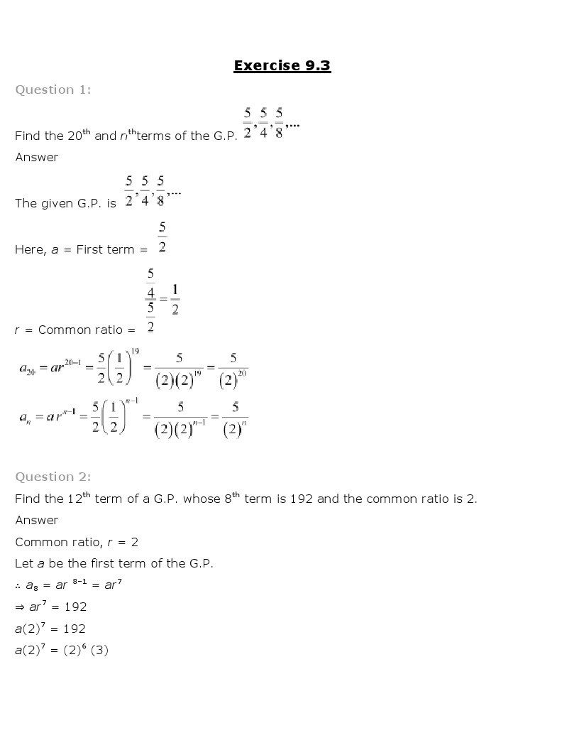 cbse class 11 maths ncert solutions sequence and series