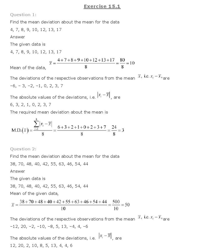 11th, Maths, Statistics 1