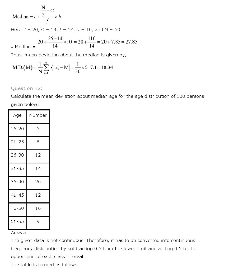 11th, Maths, Statistics 12