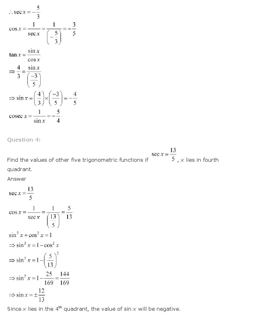 11th, Maths, Trigonometric Functions 10