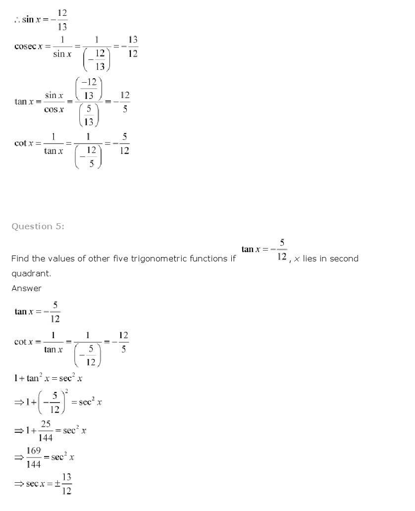 11th, Maths, Trigonometric Functions 11