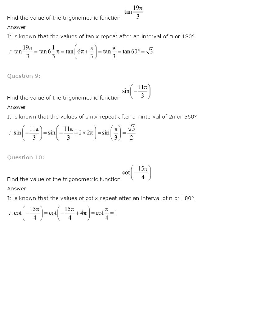 11th, Maths, Trigonometric Functions 13