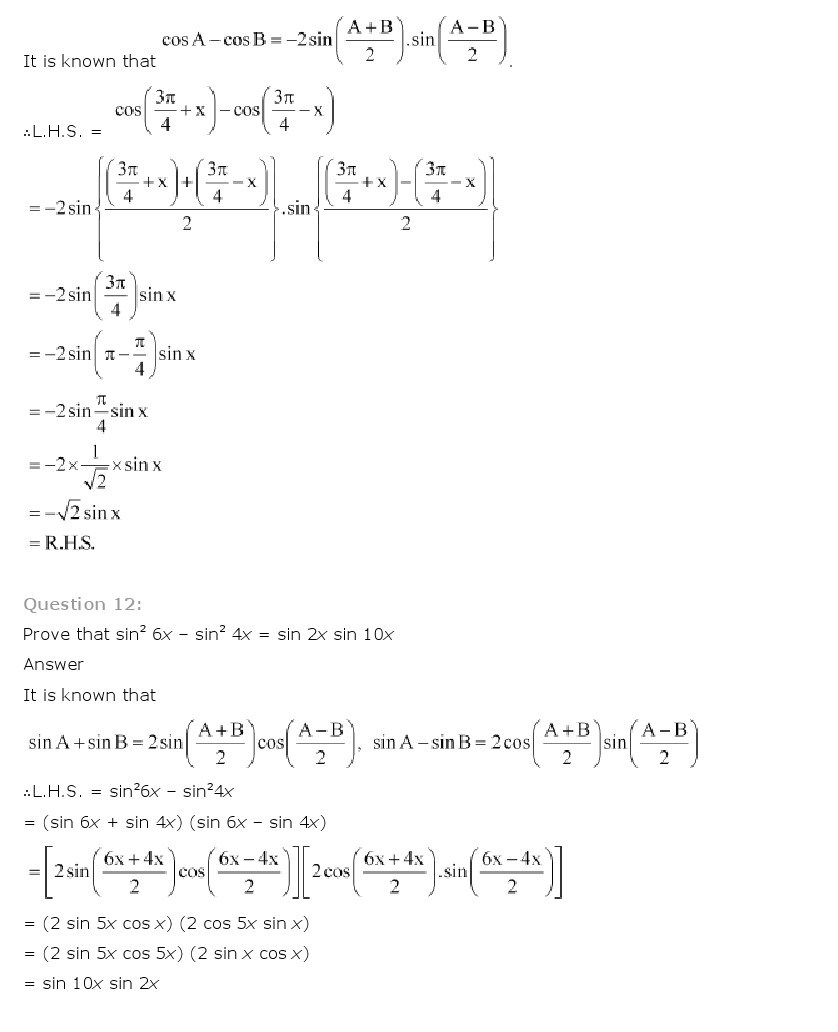 11th, Maths, Trigonometric Functions 20