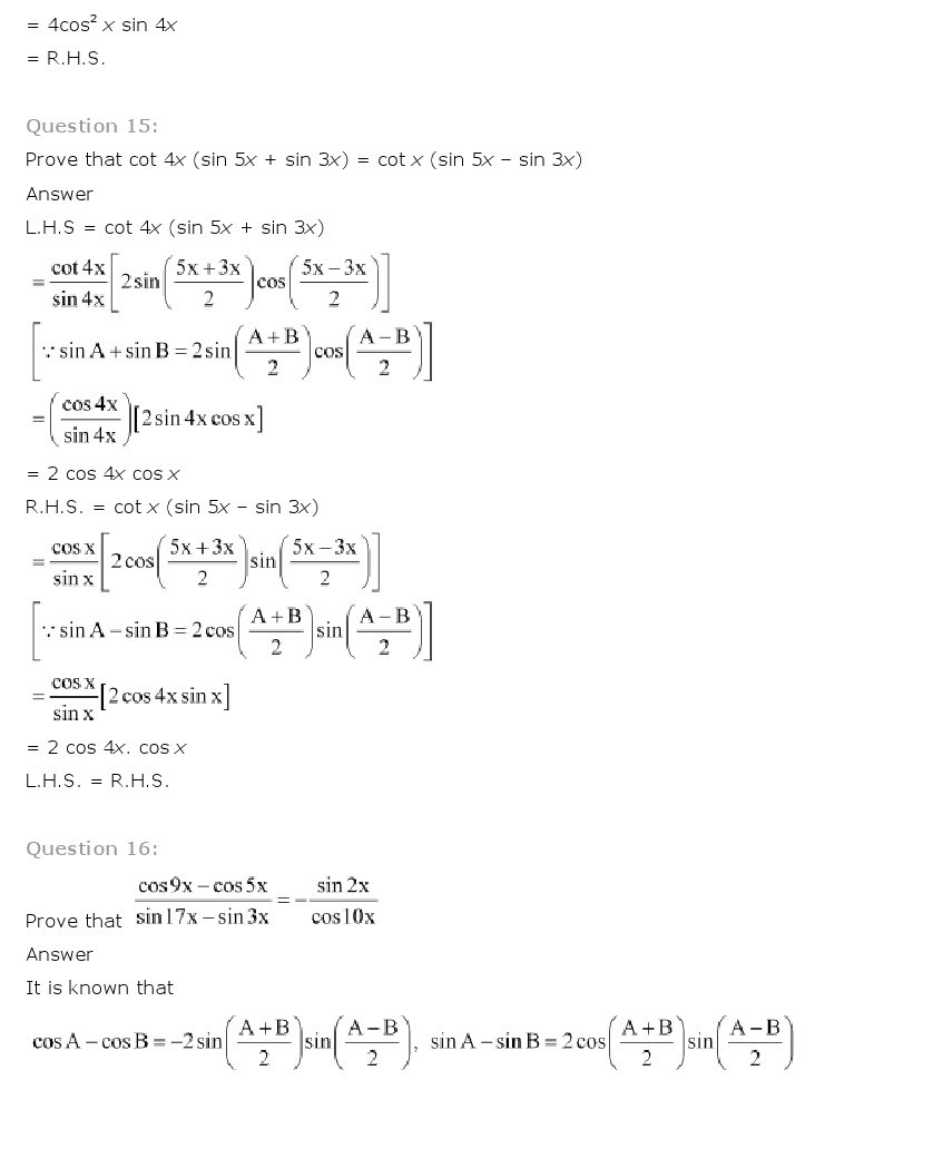 11th, Maths, Trigonometric Functions 22