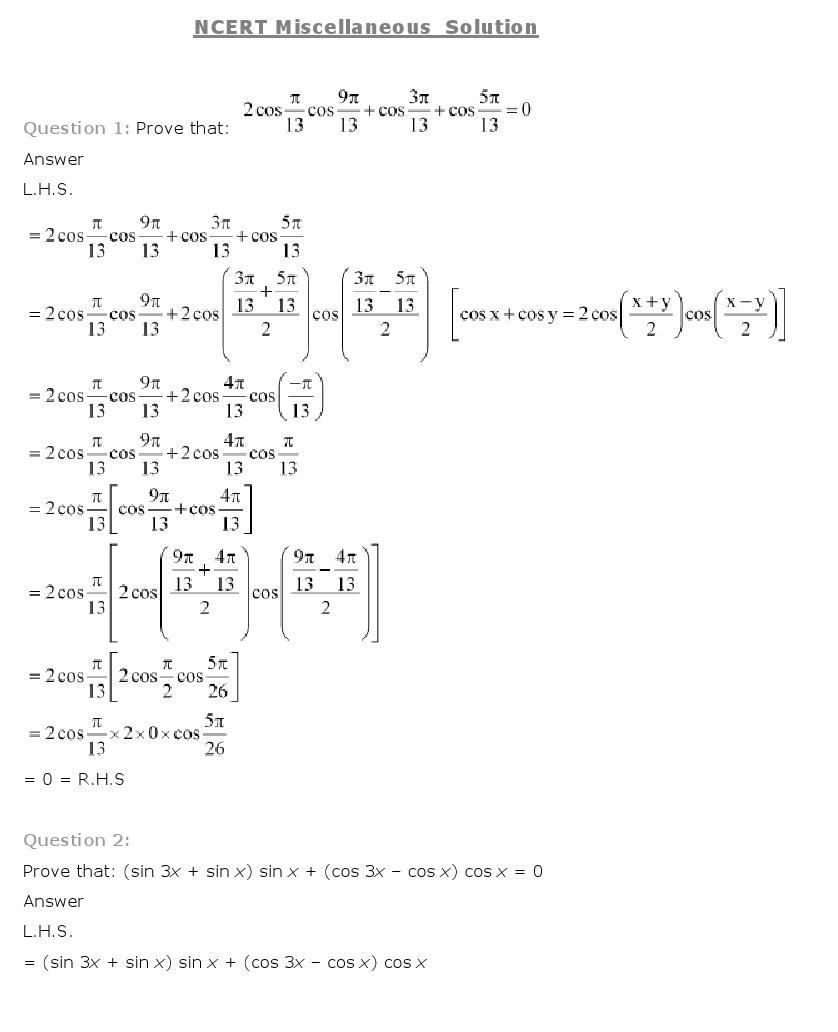 11th, Maths, Trigonometric Functions 35