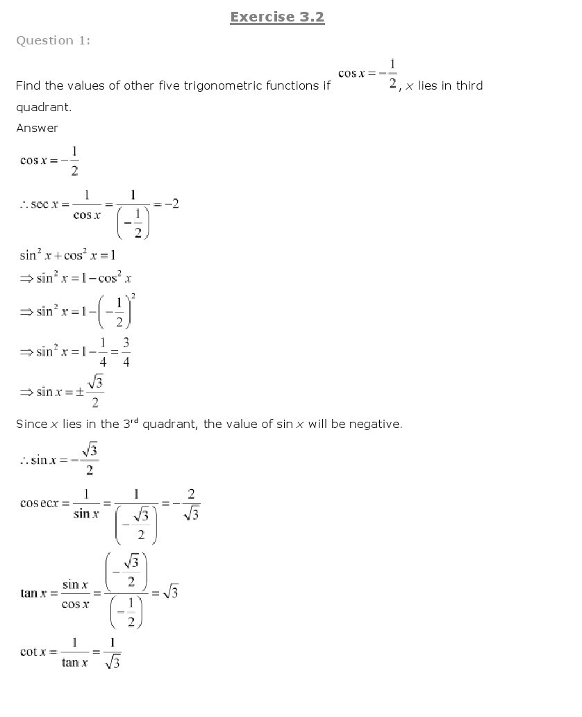 11th, Maths, Trigonometric Functions 7