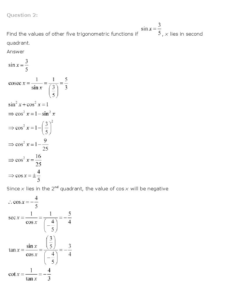 11th, Maths, Trigonometric Functions 8