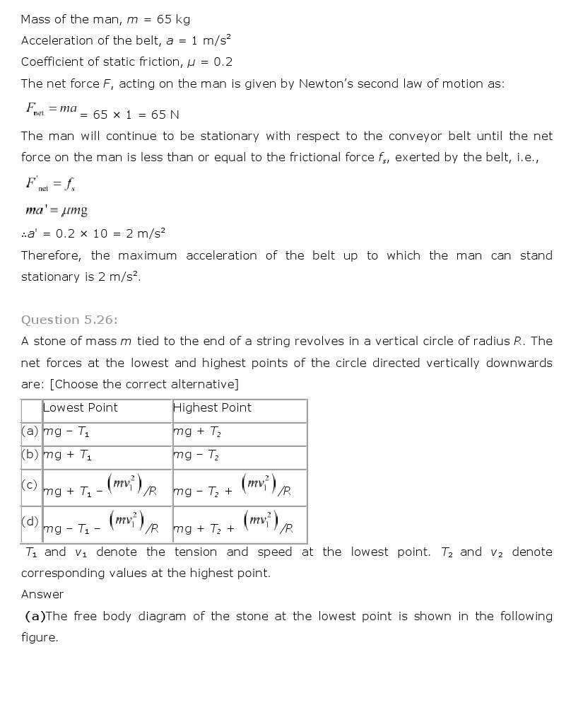 11th, Physics, Laws of motion 24