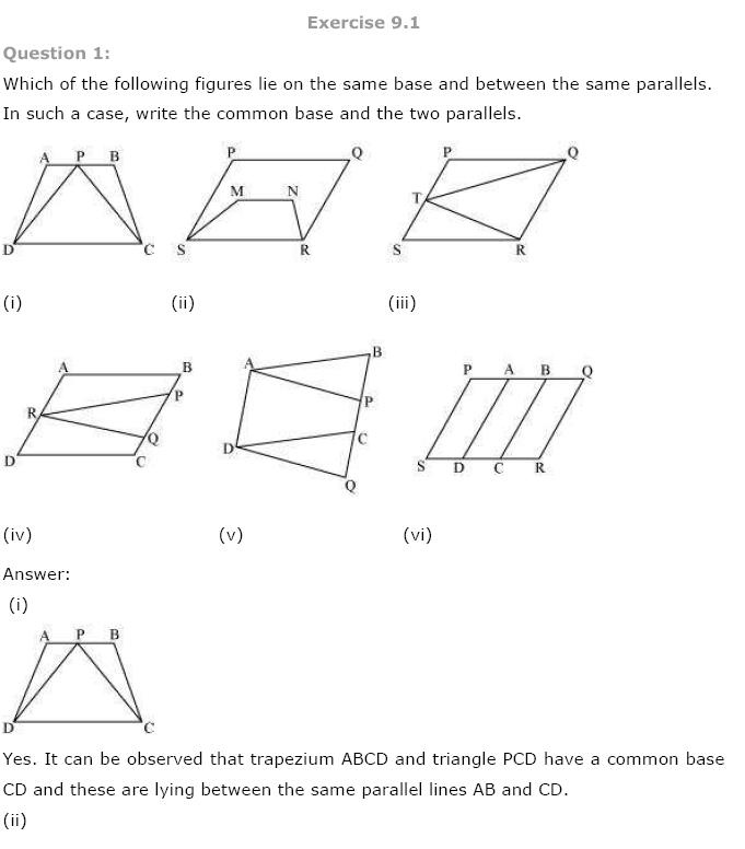 Areas of Parallelograms NCERT Solutions 1