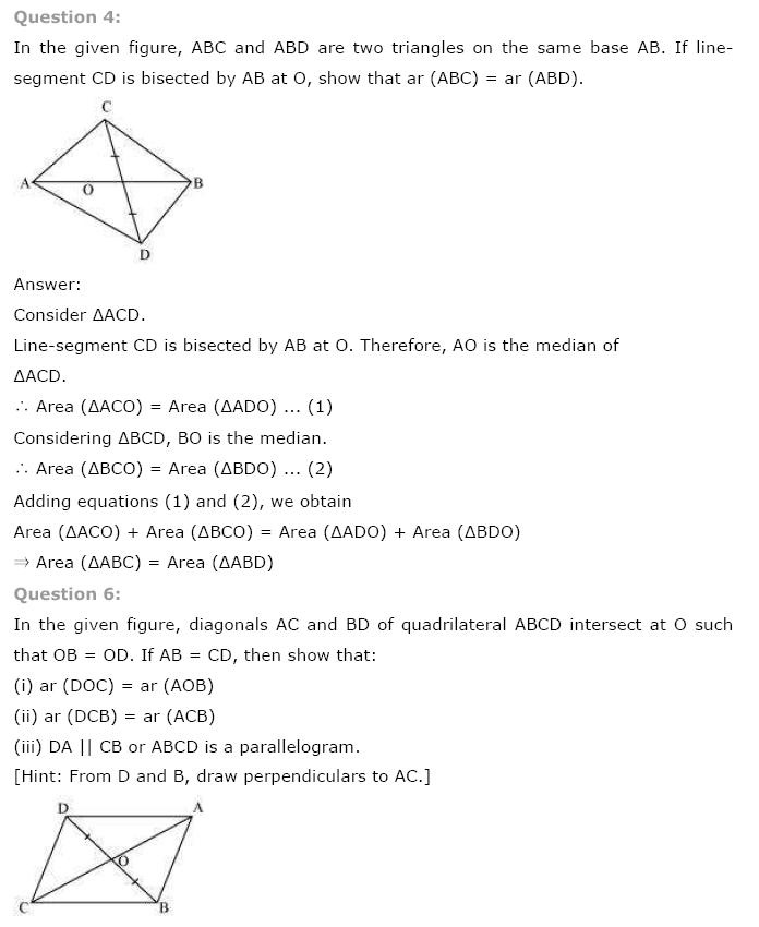 Areas of Parallelograms NCERT Solutions 14