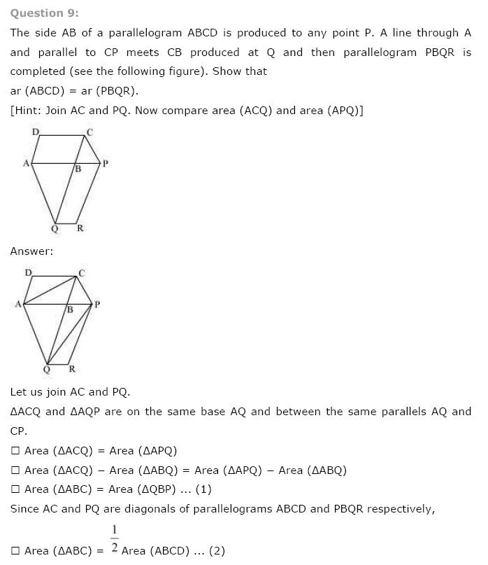 Areas of Parallelograms NCERT Solutions 18