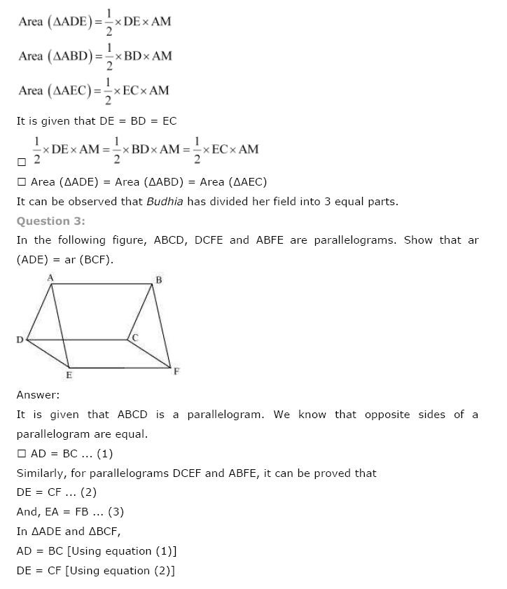 Areas of Parallelograms NCERT Solutions 27