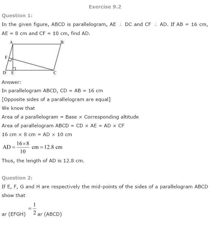 Areas of Parallelograms NCERT Solutions 4