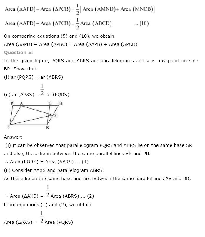 Areas of Parallelograms NCERT Solutions 9