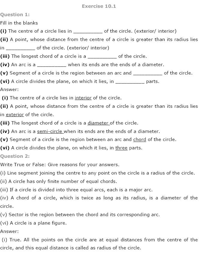 Circles NCERT Solutions 1