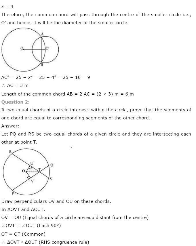Circles NCERT Solutions 10