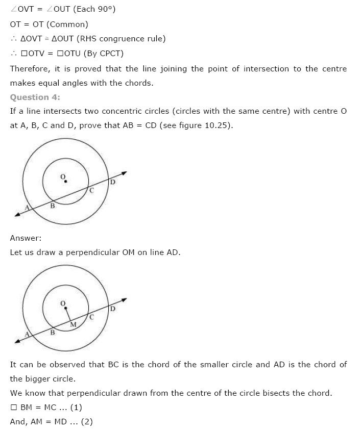 Circles NCERT Solutions 12