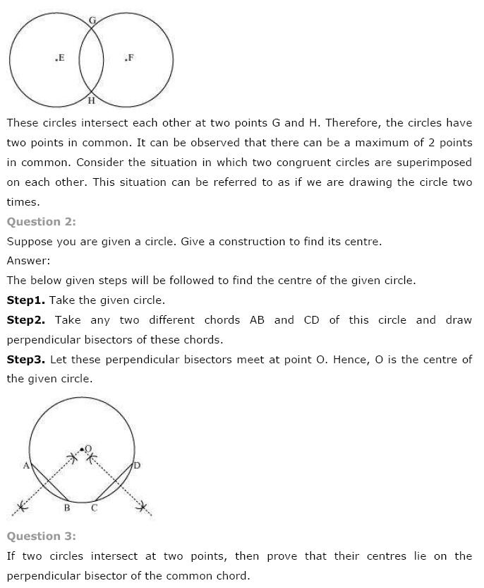 Circles NCERT Solutions 7