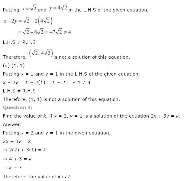 Linear Equations NCERT Solutions 6