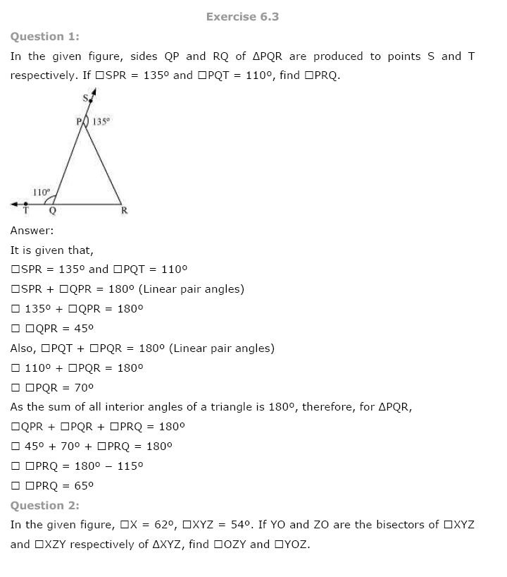 Lines And Angles NCERT Solutions 11