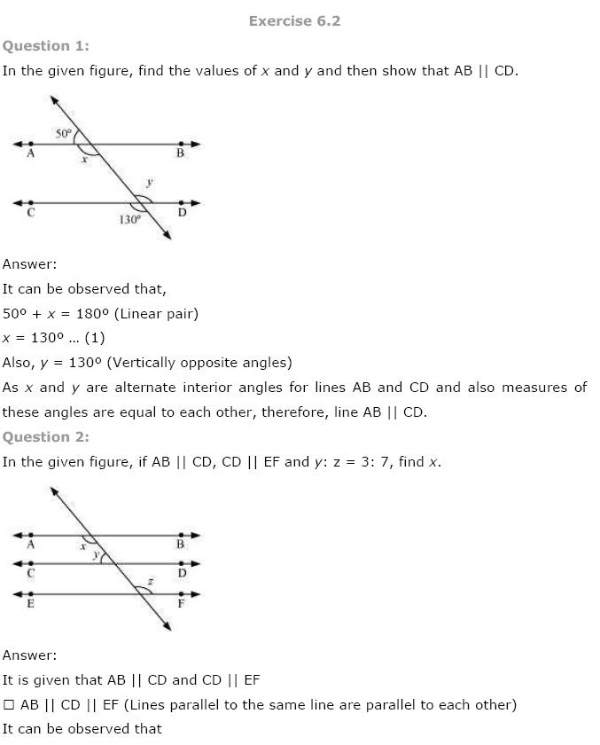 Lines And Angles NCERT Solutions 6