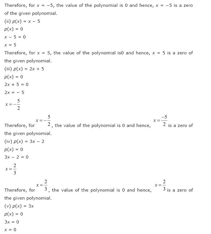 Polynomials NCERT Solutions 9