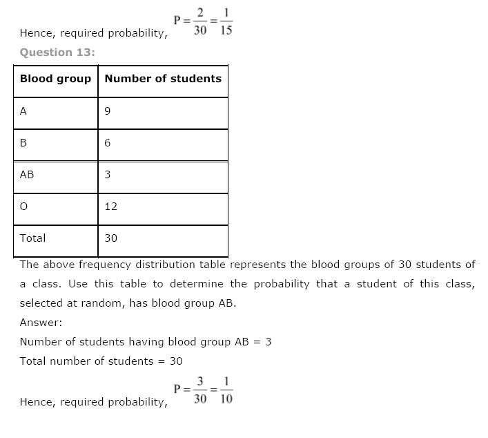 Probability NCERT Solutions 9