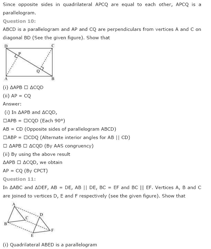 Quadrilaterals NCERT Solutions 10