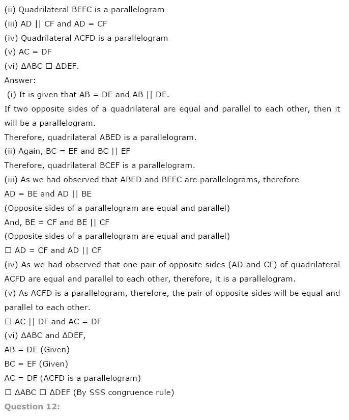 Quadrilaterals NCERT Solutions 11