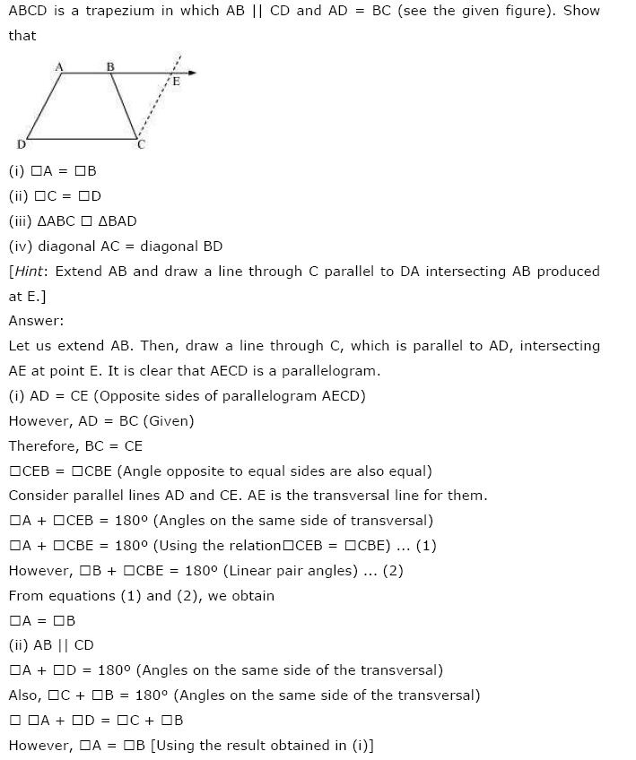 Quadrilaterals NCERT Solutions 12