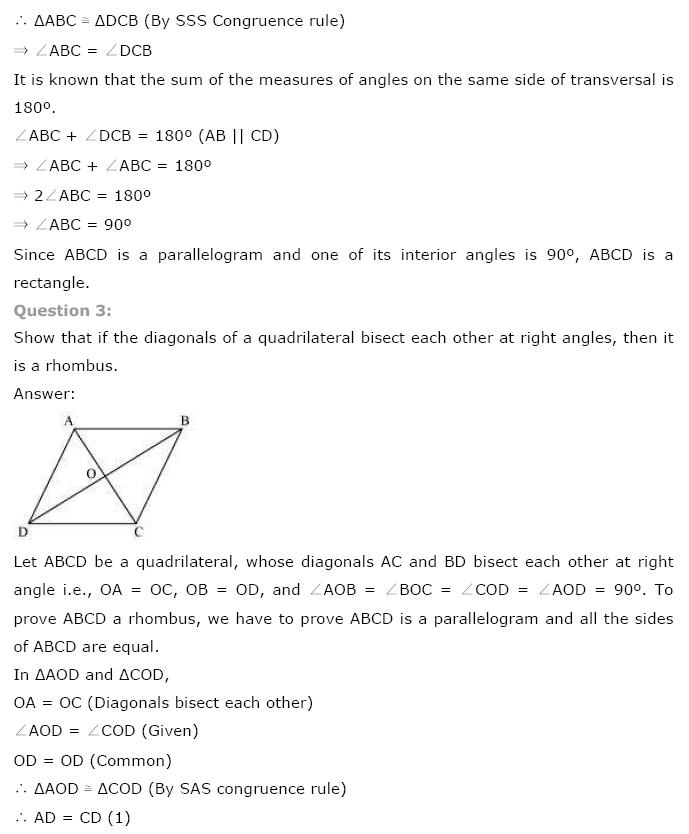 Quadrilaterals NCERT Solutions 2