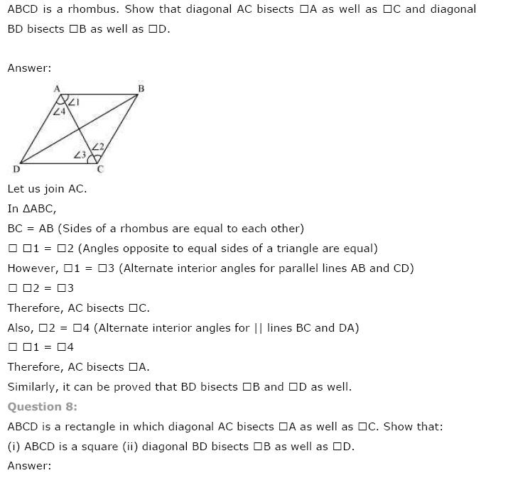 Quadrilaterals NCERT Solutions 7