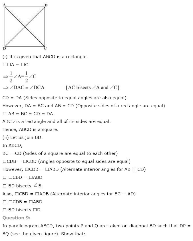 Quadrilaterals NCERT Solutions 8