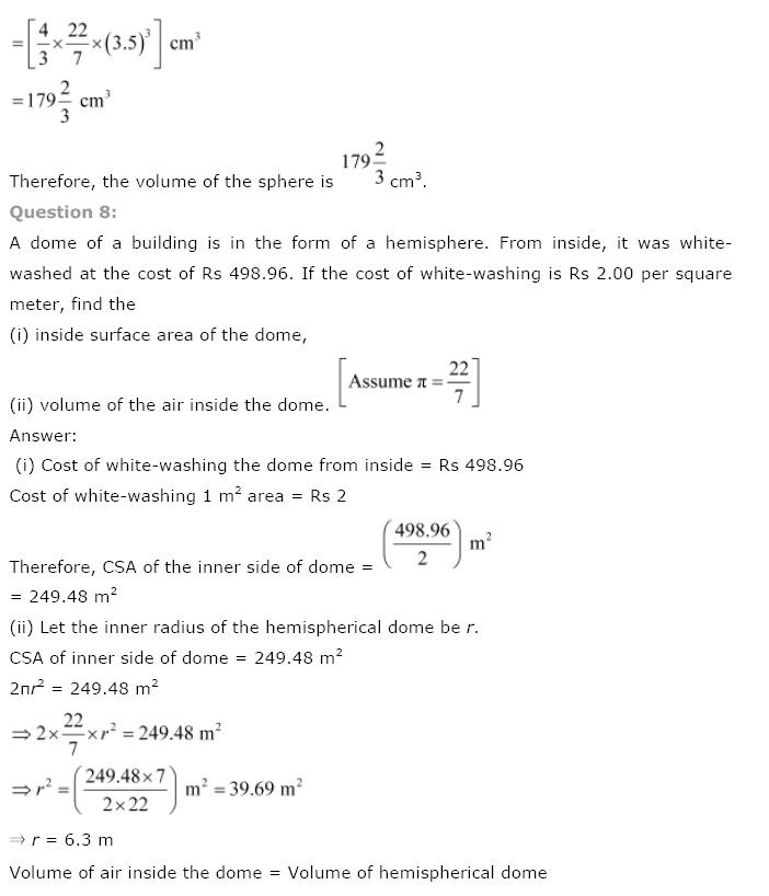 Surface Areas And Volumes NCERT Solutions 56