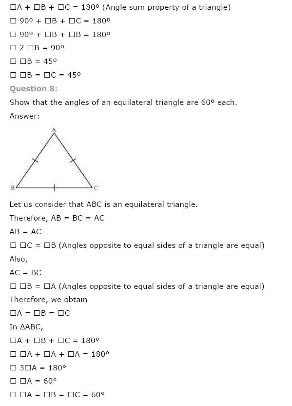 Triangles NCERT Solutions 12